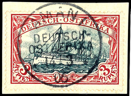 3 Rupien Schiffszeichnung Auf Briefstück, Zentr. Klar "AMANI 14/3 06", Gepr. Pfenninger, Mi. 230,-, Katalog: 23b BS - Africa Orientale Tedesca