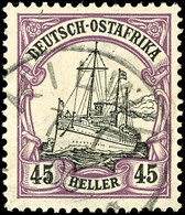 45 H. Rotviolett/schwarz, Gest., Gepr. Jäschke-L. BPP, Mi. 110.-, Katalog: 28b O - German East Africa