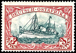 3 Rupien Kaiseryacht Kriegsdruck, Zähnung 26:17, Mittelstück Type II Tadellos Ungebraucht, Dopp. Tiefst Gepr. Pfenninger - Africa Orientale Tedesca