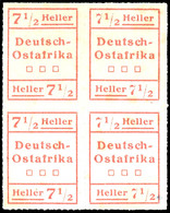 Nr. IV Viererblock Bestehend Aus 2 Typenpaaren IV W 1, Luxuserhaltung, Fotobefund Steuer, Michel 360,-, Katalog: IV W 1  - Deutsch-Ostafrika