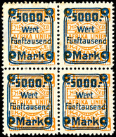 Fiskalmarke, Afrika Linie, Kaimarke, 5000 Auf 3 Mk., 4er-Block, Ungebr. O.G., Katalog: BCA 18(4) (*) - German East Africa