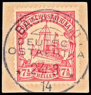 BAGAMOJO 24/3 14 (Arge Type 3), Ideal Klar Und Zentrisch Auf Briefstück 7½ Heller, Katalog: 32 BS - Deutsch-Ostafrika