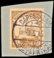 DARESSALAM C 3.5.15, Arge Type 7, Kriegsdatum, Klar Und Zentrisch Auf Briefstück 2½ Heller Kaiseryacht, Katalog: 30 BS - Deutsch-Ostafrika