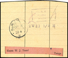 Adressaufkleber  Mit 3-zeiligem Kastenstempel Fr. Lt. Einn. Nachw. In Morrogoro, ZWEI 1/2 Heller, Stempel Morogoro 28.6. - German East Africa