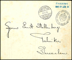 Vorausfrankatur Dienstsiegel "KAISERL. DEUTSCHES POSTAMT DAR-ES-SALAAM", L2 "Frankiert / Mit 7 1/2 H." Blau, Als Ortsbri - German East Africa