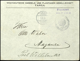 Vorausfrankatur Dienstsiegel "KAISERL. DEUTSCHES POSTAMT TANGA", L2 "Frankiert / Mit 7 1/2 H." Violett, Von KBS "TANGA 5 - German East Africa