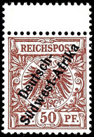 50 Pfennig Adlerausgabe, 1. Ausgabe, Postfrisch, Unsigniert, Michel 750,-, Katalog: II ** - German South West Africa