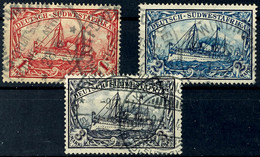 1, 2 Und 3 Mark Kaiseryacht Tadellos Gestempelt, Mi. 143,--, Katalog: 20/22 O - Deutsch-Südwestafrika