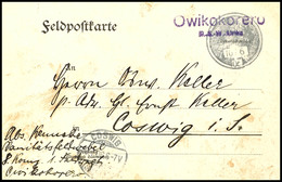 OWIKOKORERO D.S.W.Afrika,  Feldpostkarte Mit Violettem Gummistempel Und Schwarzem Petschaftsstempel, Bedarfsstück Nach D - German South West Africa