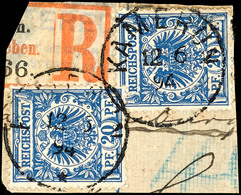 20 Pfg Krone/Adler, Zwei Werte Auf Briefstück Mit Entwertung "KAMERUN 12 6 94", Bedarfserhaltung., Katalog: V48d(2) BS - Kamerun