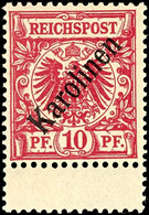 10 Pfg Krone/Adler Mit Diagonalem Bdr.-Aufdruck "Karolinen", Tadellos Ungebraucht, Mi. 75.-, Katalog: 3I * - Carolinen