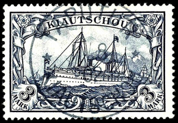 3 M. Kaiseryacht, Zentrisch Besser Gestempelt "TAPUTUR 1/8 02", Tadelloses Kabinettstück, Gepr. Pfenninger Und Dr. Hartu - Kiautschou