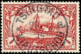 1/2 $ Kaiseryacht Ohne Wasserzeichen, Gestempelt TSINGTAU KIAUTSCHOU *a 28/1 14, Mi. 100,-, Katalog: 24B O - Kiautschou