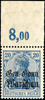 20 Pfennig Ultramarin, Postfrisch Vom Oberrand, Geprüft Hey BPP, Mi.300,-, Katalog: 13c POR ** - Other & Unclassified