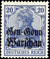 20 Pfennig Dunkelviolettblau, Postfrisch, Geprüft Hey BPP, Mi.240,-, Katalog: 13d ** - Sonstige & Ohne Zuordnung