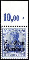 20 Pfennig Dunkelviolettblau, Postfrisch Vom Oberrand, Kurzbefund Wasels BPP "echt, Einwandfrei", Mi.450,-, Katalog: 13d - Autres & Non Classés