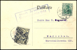 6 Gr. Auf 5 Gr. Stadtpostmarke, Type I, Zusammen Mit 5 Pfg Germania Auf Karte Von "BERLIN W8 1.11.15" Nach Warschau, Tad - Other & Unclassified