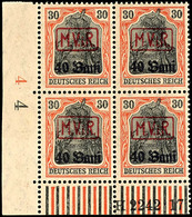 40 Bani Auf 30 Pfennig, Postfrischer Viererblock Aus Der Linken Unteren Bogenecke, Dort Mit HAN 2242.17, Mi.418,-, Katal - Sonstige & Ohne Zuordnung