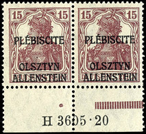 15 Pfennig Braunrot, Postfrisches Waagerechtes Paar Vom Unterrand, Dort Mit HAN 3605.20, Linke Marke Zusätzlich Aufdruck - Autres & Non Classés