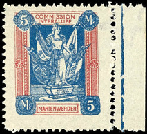 5 Mark Ultramarin/rot Frauengestalt, Postfrisch Vom Rechten Rand Mit Wasserzeichen "Stern", Geprüft Mikulski, Mi.300,-,  - Other & Unclassified