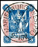 5 Mark Dunkelblau/dunkelrot Frauengestalt, Gestempelt Ungezähnt, Fotoattest Nagler VPP "echt Und Einwandfrei", Mi.600,-, - Other & Unclassified