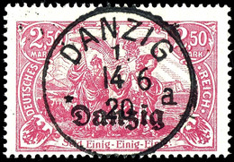 2,50 Mark Rosakarmin Zentrisch Gestempelt "Danzig 14.6.20" Vom Ersttag, Fotoattest Soecknick BPP "echt Und Einwandfrei", - Other & Unclassified