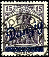 15 Pfg Germania Schwarzbraunviolett; Zeitgerecht Gestempelt "ZOPPOT 4.11.20", Tadellose Erhaltung, Gepr. Gruber BPP, Mi. - Autres & Non Classés