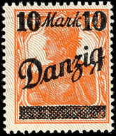 10 Mark Auf 7 1/2 Pfennig Spitzen Nach Unten, Postfrisch Mit Plattenfehler VII "G Von Danzig Unten Abgeschliffen", Kurzb - Sonstige & Ohne Zuordnung