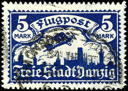 5 Mark Flugpostmarke, Zeitgerecht Gestempelt, Kurzbefund Soecknick BPP "echt, Einwandfrei", Mi.150,-, Katalog: 116 Oo - Sonstige & Ohne Zuordnung