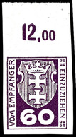 60 Pfennig Kleines Wappen, Postfrische Ungezähnte Marke Vom Oberrand (dort Falz Im Rand)  Kurzbefund Soecknick BPP "echt - Autres & Non Classés