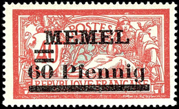 60 Pfg Auf 40 C. Mittelkarminrot/grüngrau, Tadellos Ungebraucht, Sign. Klein VP (als B) Und Fotobefund Huylmans BPP, Kat - Memel (Klaïpeda) 1923