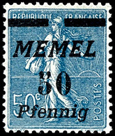 50 Pfennig Auf 50 Centimes Preußischblau, Postfrisch, Fotobefund Klein VPP "echt Und Einwandfrei", Mi.450,-, Katalog: 61 - Memelgebiet 1923