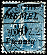 50 Pfennig Auf 50 Centimes Preußischblau, Gestempelt, Fotobefund Huylmanns BPP "echt Und Einwandfrei", Mi.450,-, Katalog - Memel (Klaïpeda) 1923