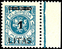 1 Litas Auf 1000 Mark, Postfrisch Vom Rechten Rand, Fotobefund Huylmanns BPP "echt Und Einwandfrei", Mi. 550,-, Katalog - Memelland 1923