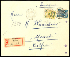 15 C. Auf 20 M. Dunkelrötlichgelb In Mischfrankatur Mit 25 C. Freimarke Von Litauen Auf Orts-R-Brief Von "KLAIPEDA 18. V - Memelland 1923