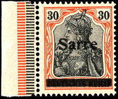 30 Pfg Germania Auf Orangeweißem Papier Mit Aufdruck "Sarre" In Type I, Tadellos Postfrisch, Fotoattest Braun BPP (2016) - Altri & Non Classificati