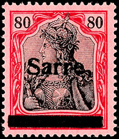 80 Pfg Germania Mit Aufdruck "Sarre" In Type I, Aufdruckfehler B "waagerecht Geteilter Balken", Tadellos Postfrisch, Gep - Autres & Non Classés