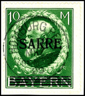 10 M. Schwarzgelbgrün, Tadelloses Briefstück, Gepr. ARGE Saar, Mi. 320.-, Katalog: 31 BS - Autres & Non Classés