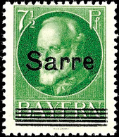 7 1/2 Pfg Bayern Mit Aufdruck "Sarre", Tadellos Postfrisch, Fotobefund Herbert Ney BPP: "einwandfrei", Mi. 90.-, Katalog - Other & Unclassified