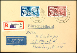 25 Und 200 Fr. Europarat Auf Luftpost-R-Brief Von SAARBRÜCKEN 12.9.50 Nach Stuttgart Mit Ank.stpl, Fotoattest Ney BPP, " - Sonstige & Ohne Zuordnung
