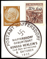 3 K. Landschaften Mit 3 Pf. Hindenburg (DR 513) Auf Briefstück, SStpl. Tag Der Befreiung 8.10.38, Auflage 600, Sign. Dr. - Autres & Non Classés