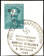 50 H. Fügner Auf Briefstück, SStpl. Tag Der Befreiung 8.10.38, Auflage 700 Stück, Sign. Dr.Hörr, Kurzbefund Brunel (2018 - Other & Unclassified