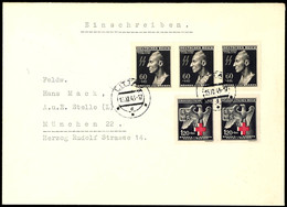 60 H. Heydrich Mit Zusatzfrankatur Als R-Brief Aus LITTAU 13.VI.43 Nach München, Pracht, Katalog: 131(3) U.a. MiF - Boehmen Und Maehren