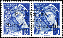10 C. Freimarke, Waagerechtes Paar Mit Aufdruck In Type II, Rückseitig Wie üblich Teilabschlag Des Poststempels "Coudeke - Autres & Non Classés