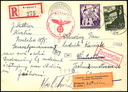 30 Und 60 Gr Bauwerke Auf R-Postkarte Von "KRAKAU 23.12.41" Nach Winterthur / Schweiz An Einen Polnischen Internierten,  - Sonstige & Ohne Zuordnung