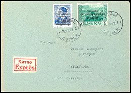 8 L. Auf 4 Din. Mit 2 L. Verwaltungsausschuss. Auf Expressbrief Aus CETINJE 22.XII.43 Mit Ank.Stpl., Markenwert Mi. 380, - Occ. Allemande: Montenegro