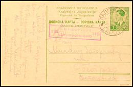 1 Din. Ganzsachenkarte Mit DKr. "LAPOVO 2 / 30.6.41" Und Zensurstempel Nr. 115 Der Zensurstelle Belgrad Als Mitläuferkar - Other & Unclassified