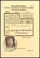 10 Pfg Hitler Auf Einlieferungsschein Mit "KIEW  21.7.43" Nach Kizoriagrad, Tadellos, Katalog: 7 BF - Other & Unclassified