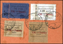 50 Kop., 1,50 Krb. Dünnes Papier Sowie Gewöhnliches Papier Und 3,00 Krb. Freimarken Auf Briefstück, Tadellos Gestempelt, - Autres & Non Classés