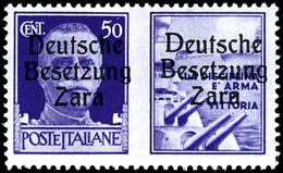 50 Cmi. Mit Propagandafeld Marine, Aufdruck Links Type I, Rechts Type II, Postfrisch, Sign. Ludin, Kurzbefund Brunel (20 - Duitse Bez.: Zara